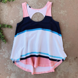 Deletta Anthropologie Pink Colorblock Swing Tank